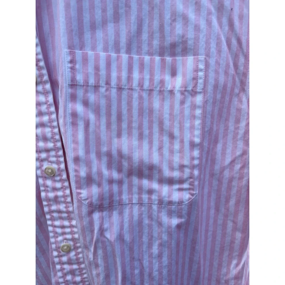 Brooks Brothers Pink White Striped Cotton Button Down Shirt Womens 10 LS